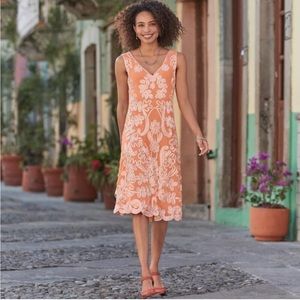 Sundance Orange and Cream Floral Dress